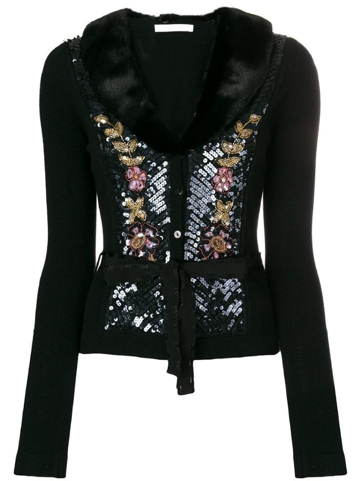 Blumarine Sequin Embellished Cardigan - Black