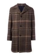 Mp Massimo Piombo Textured Checked Coat, Men's, Size: 48, Brown, Other Fibers/wool/polyamide/cupro