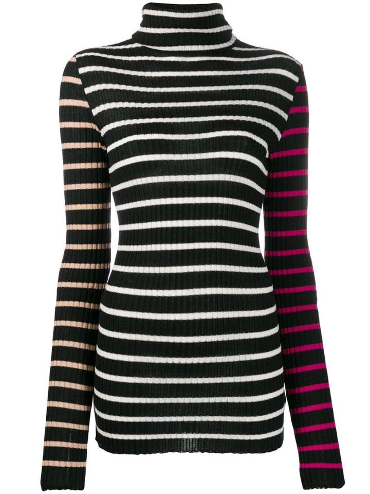 Nude Striped Turtleneck Jumper - Black
