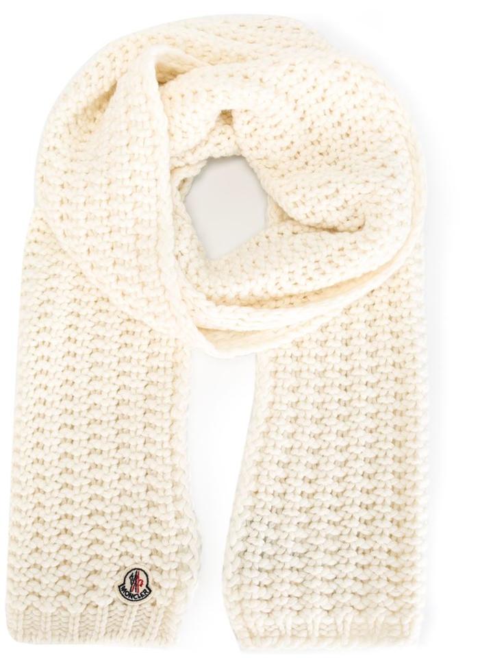 Moncler Chunky Knit Scarf, Women's, White, Polyamide/viscose/cashmere/wool