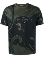 Valentino Rockstud Panther Print T-shirt, Men's, Size: Xl, Green, Cotton