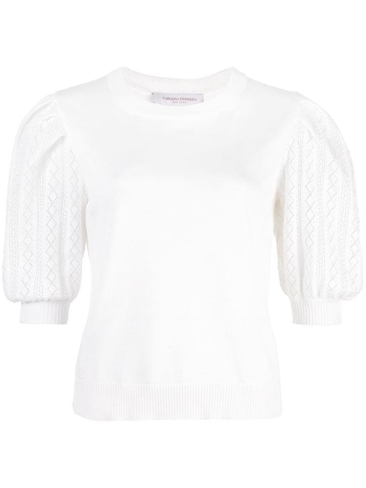 Carolina Herrera Patterned Sleeves Jumper - White