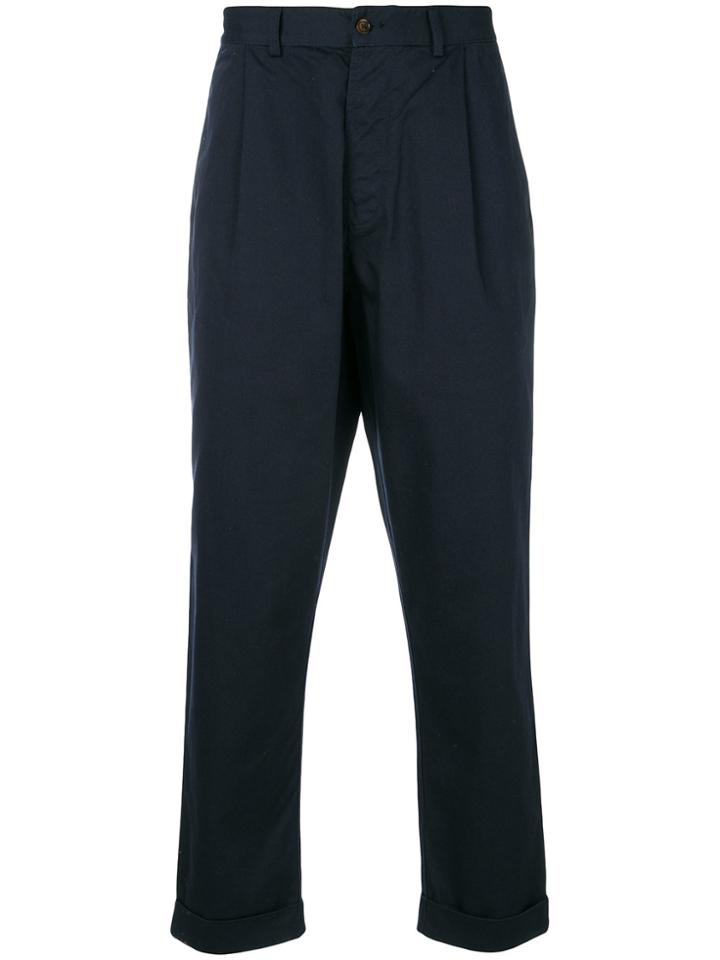 Universal Works Pleated Twill Pants - Blue