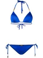 Moeva - Metallic Trim String Bikini - Women - Polyamide/spandex/elastane - M, Blue, Polyamide/spandex/elastane