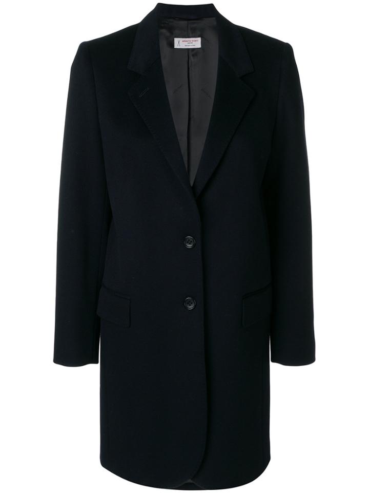 Alberto Biani Single Breasted Mid Coat - Blue