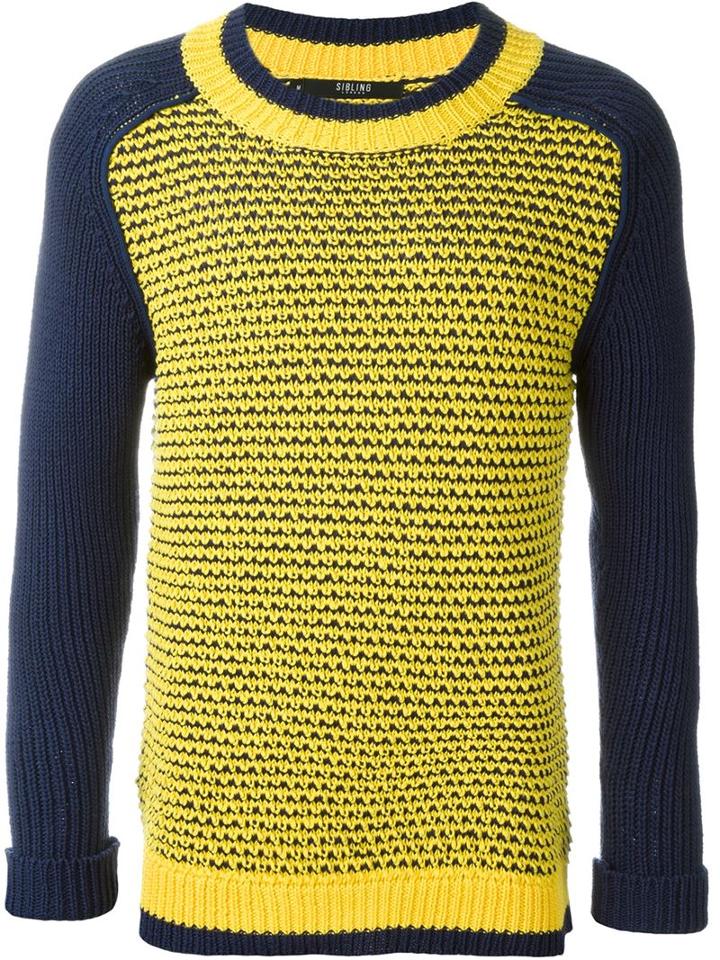 Sibling Mesh Crew Neck Sweater, Men's, Size: Medium, Blue, Cotton