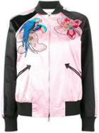 Valentino Tropical Sequinned Bomber Jacket, Women's, Size: 42, Pink/purple, Silk/viscose/polyamide/cotton
