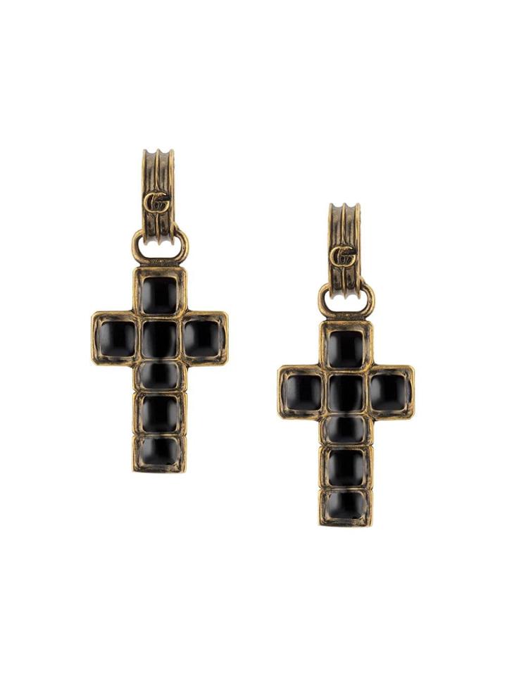 Gucci Earrings With Cross Pendant - Gold