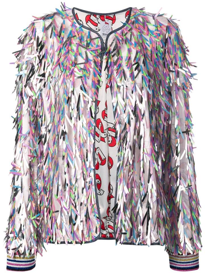 Ultràchic Fringed Bomber Jacket - Pink