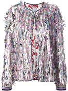 Ultràchic Fringed Bomber Jacket - Pink