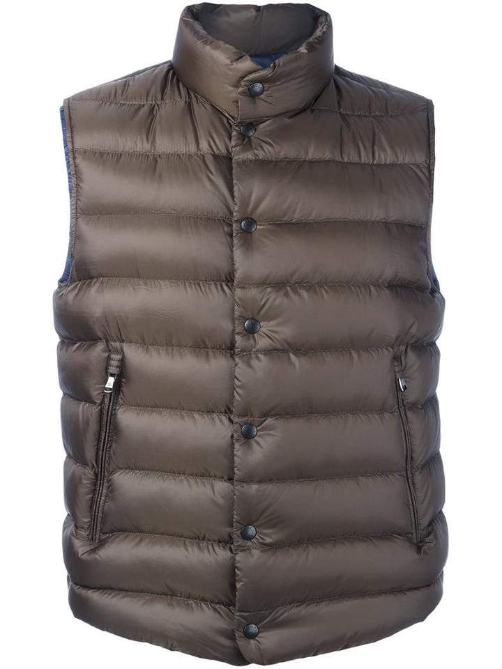 Moncler 'drancy' Padded Gilet, Men's, Size: 3, Brown, Polyamide/goose Down/feather