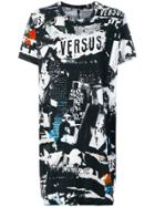 Versus Longline Printed T-shirt - Black