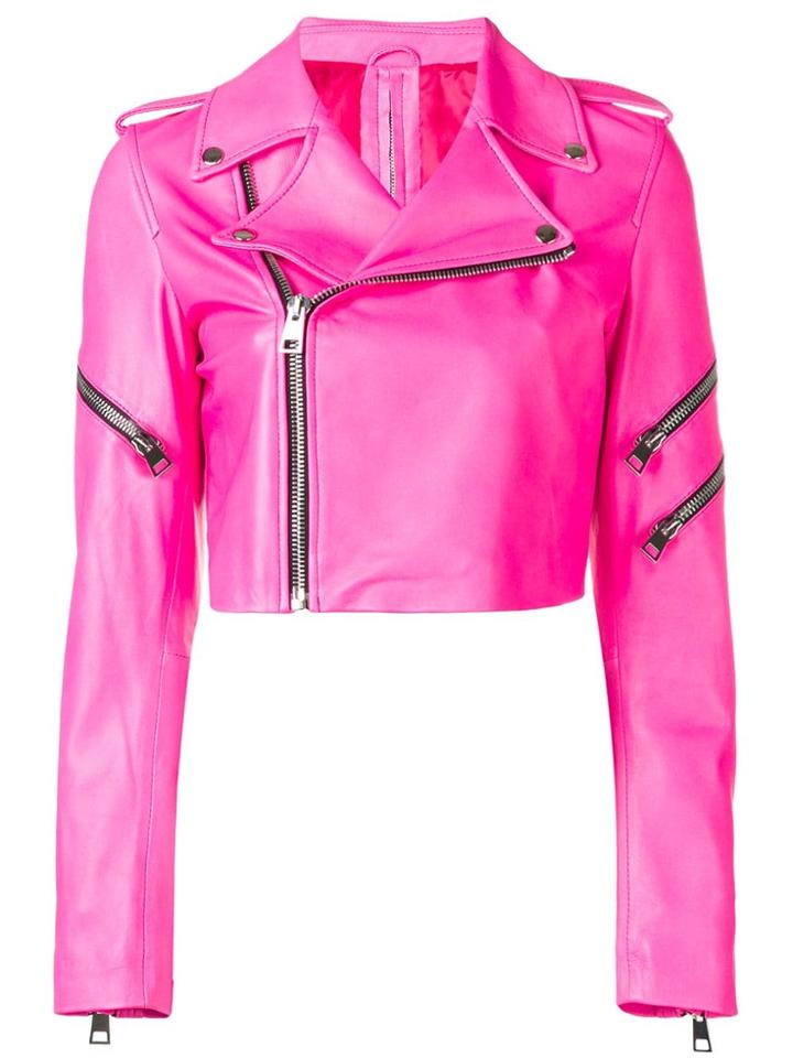 Manokhi Cropped Biker Jacket - Pink
