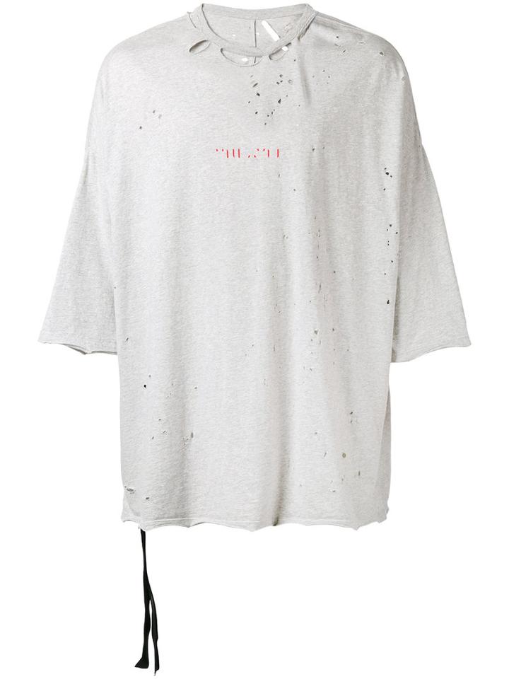 Unravel Project Distressed T-shirt, Men's, Size: Medium, Grey, Cotton/viscose/polyurethane