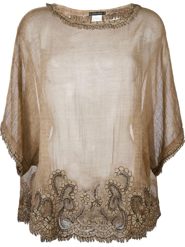 Faliero Sarti Loose Fit Embroidered Blouse, Women's, Brown, Cotton/polyester/viscose