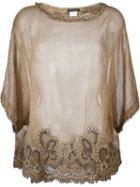 Faliero Sarti Loose Fit Embroidered Blouse, Women's, Brown, Cotton/polyester/viscose