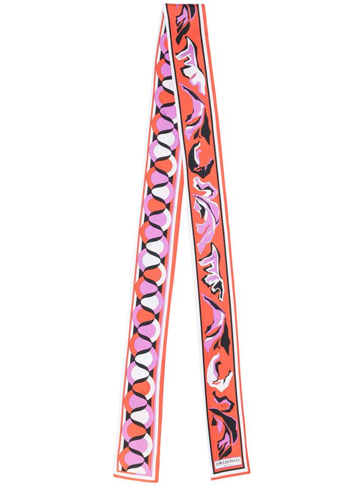 Emilio Pucci Geometric Print Skinny Scarf - Yellow & Orange