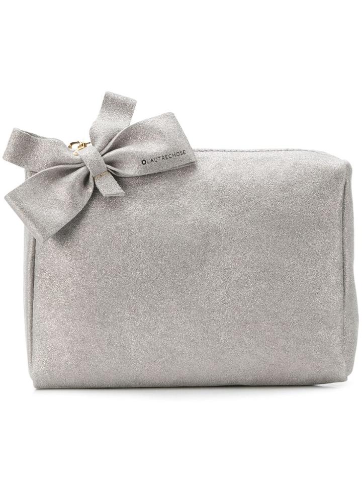 L'autre Chose Bow Embellished Clutch Bag - Grey
