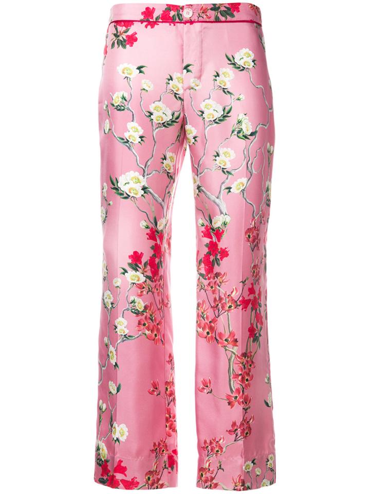 F.r.s For Restless Sleepers Cropped Floral Trousers - Pink & Purple