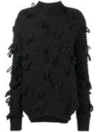 Simone Rocha Chunky Knitted Fringe Sweater - Grey