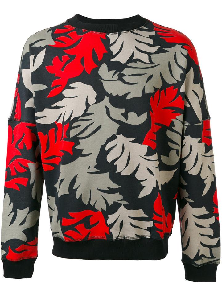 Diesel Leaf Print Sweatshirt, Men's, Size: Medium, Black, Cotton