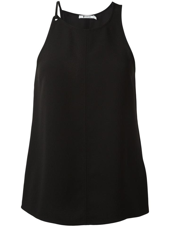 T By Alexander Wang Round Neck Tank Top, Women's, Size: 4, Black, Polyester