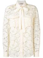 Twin-set Ribbon Tie Lace Shirt - Neutrals