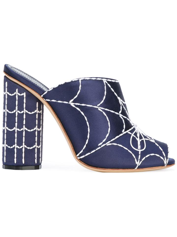 Marco De Vincenzo Embellished Satin Sandals - Blue