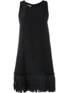 Dondup Pleated Hem A-line Dress, Women's, Size: 40, Black, Acetate/viscose/cupro/spandex/elastane