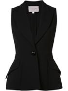 Carolina Herrera Single Button Peplum Vest, Women's, Size: 4, Black, Cotton/virgin Wool