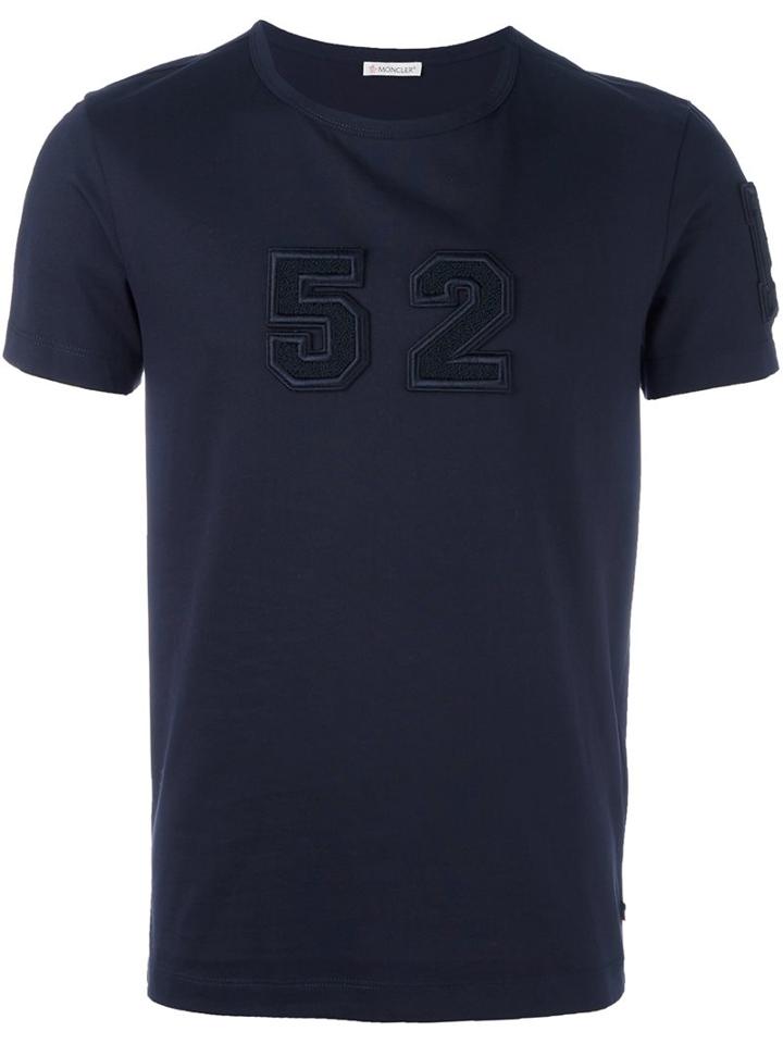 Moncler Number Patch T-shirt, Men's, Size: Small, Blue, Cotton