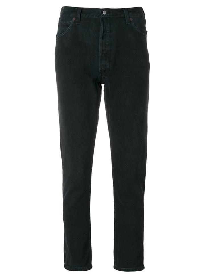 Re/done High Rise Cropped Jeans - Black