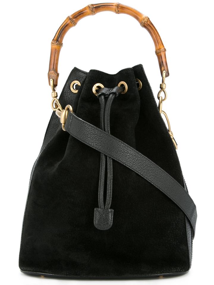 Gucci Vintage Bamboo Line Handbag - Black