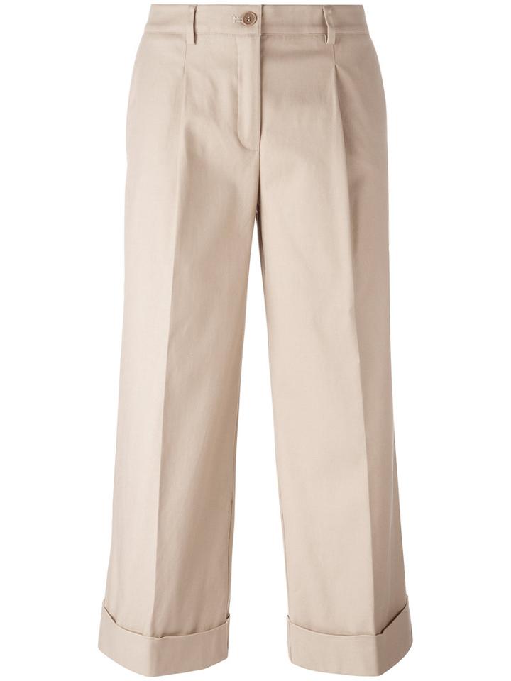 P.a.r.o.s.h. Cropped Wide Leg Trousers, Nude/neutrals, Cotton/spandex/elastane