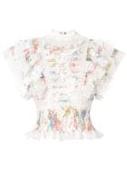 Zimmermann Floral Print Frilly Top - White