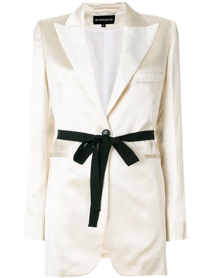 Ann Demeulemeester Oversized Tie Blazer - Nude & Neutrals