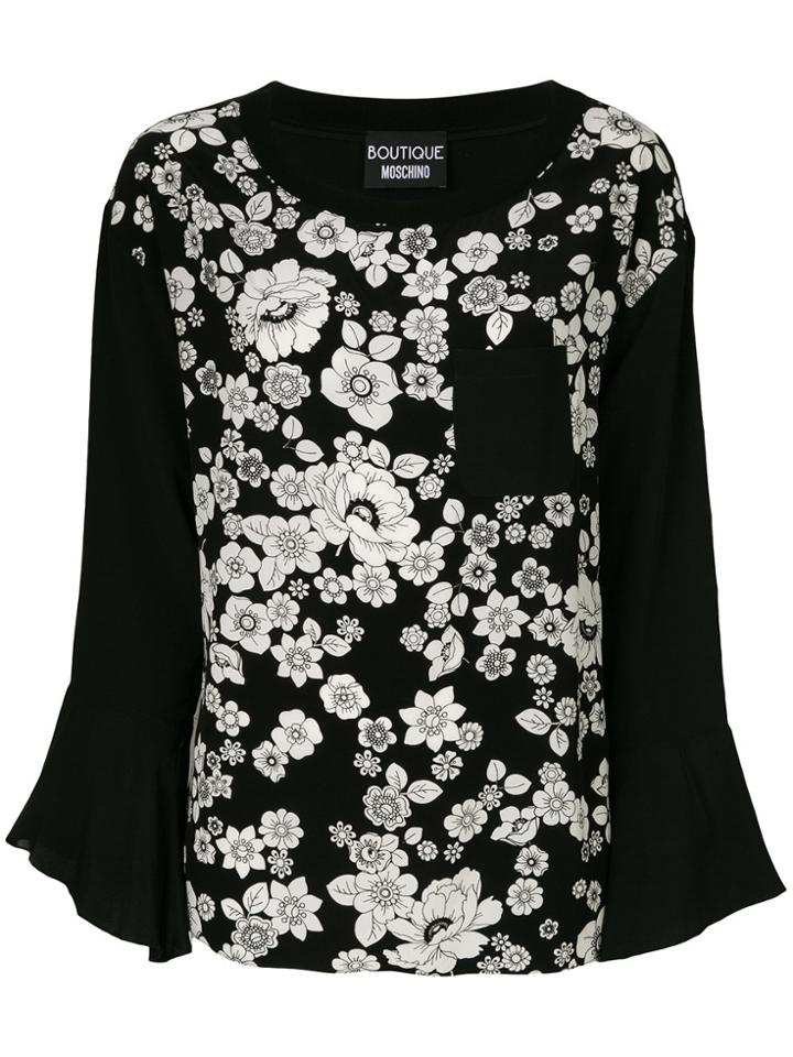 Boutique Moschino Floral Long-sleeved Top - Black