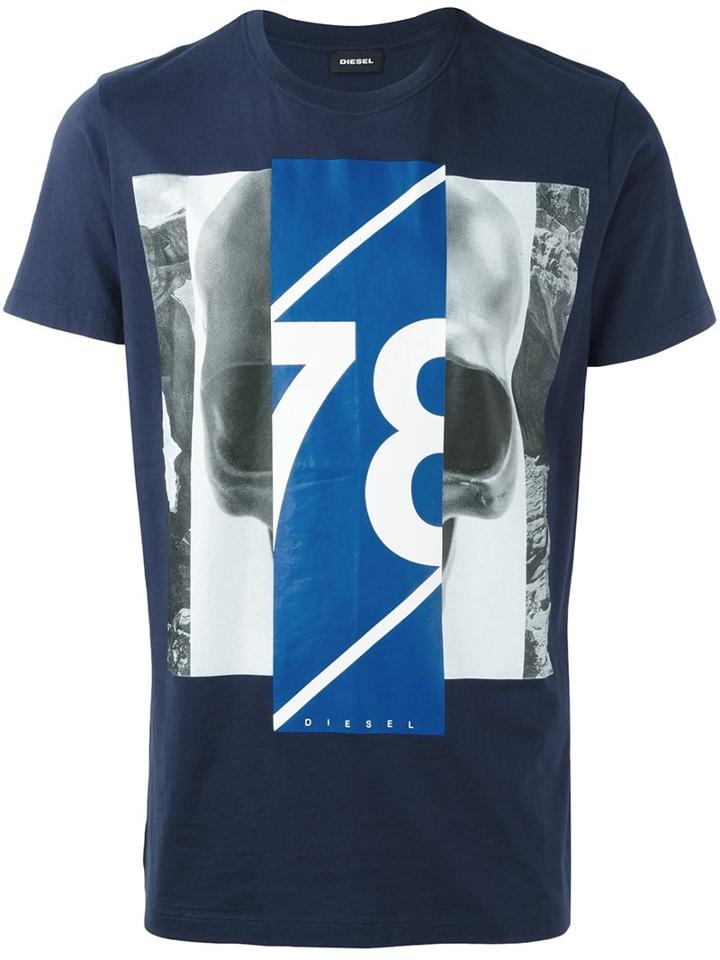 Diesel 't-diego-ft' T-shirt, Men's, Size: Small, Blue, Cotton