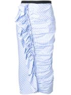 Antonio Marras Striped Frill Pencil Skirt - Blue