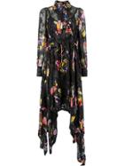 Preen By Thornton Bregazzi Floral Print Asymmetric Dress - Black