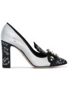 Dolce & Gabbana Silver Leather Bellucci 95 Pumps - Black