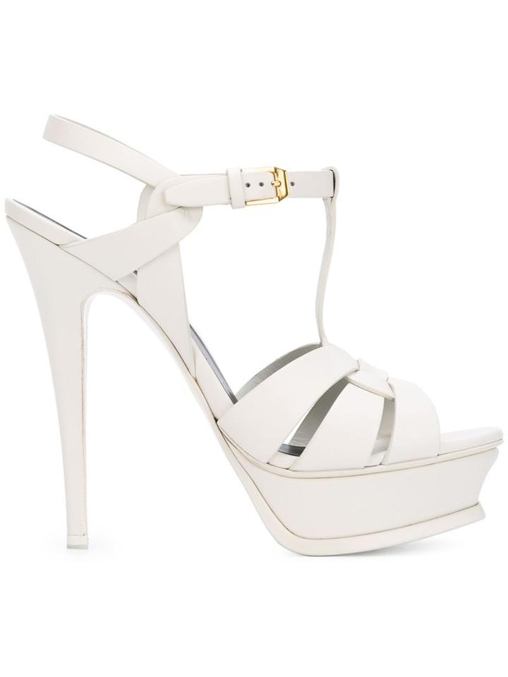 Saint Laurent Tribute Sandals, Women's, Size: 38.5, White, Leather
