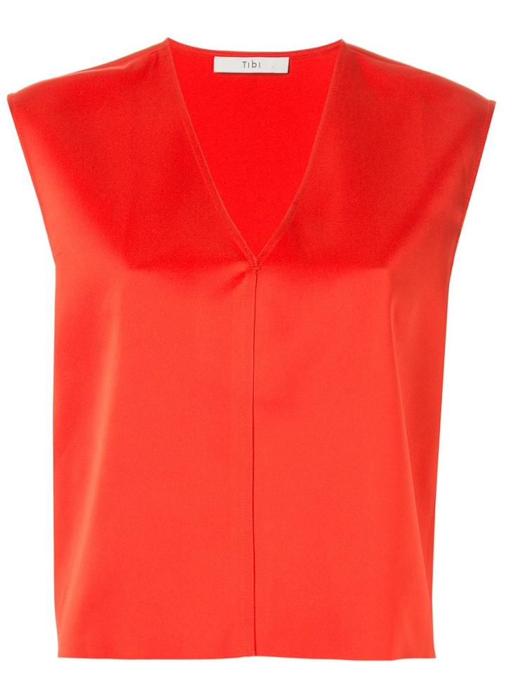 Tibi V-neck Cropped Top - Red