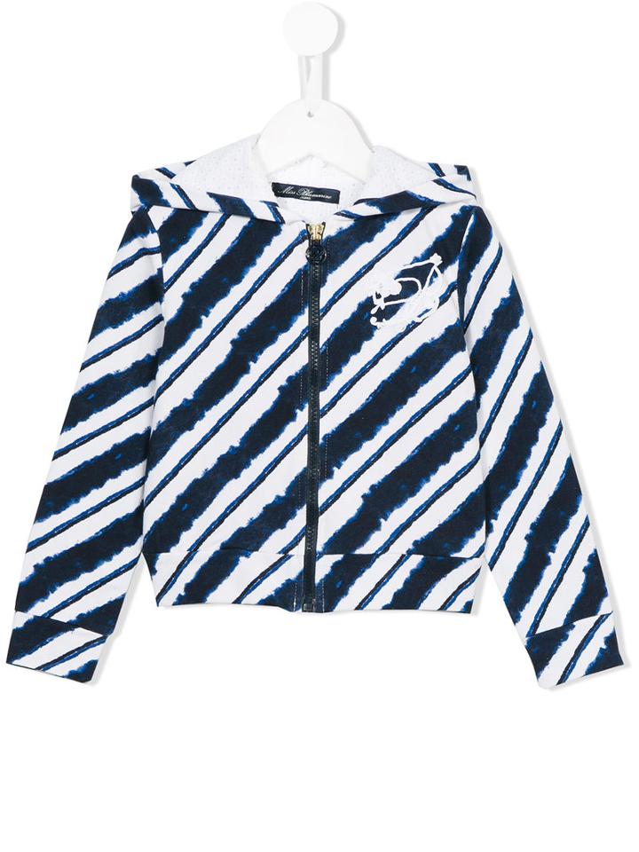 Miss Blumarine Striped Hoodie, Girl's, Size: 10 Yrs, Blue