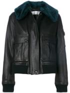 Victoria Victoria Beckham Shearling-trimmed Leather Jacket - Black