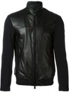 Emporio Armani Zipped Jacket, Men's, Size: Xxl, Black, Calf Leather/polyester/spandex/elastane