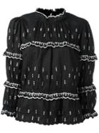 Isabel Marant Étoile - Contrast Stitch Tiered Top - Women - Linen/flax/polyester - 42, Black, Linen/flax/polyester
