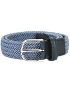 Canali Braided Elastic Belt, Men's, Size: 85, Blue, Elastodiene/leather