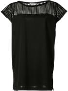 Issey Miyake - Sheer Panel Top - Women - Cotton/polyester - 2, Black, Cotton/polyester