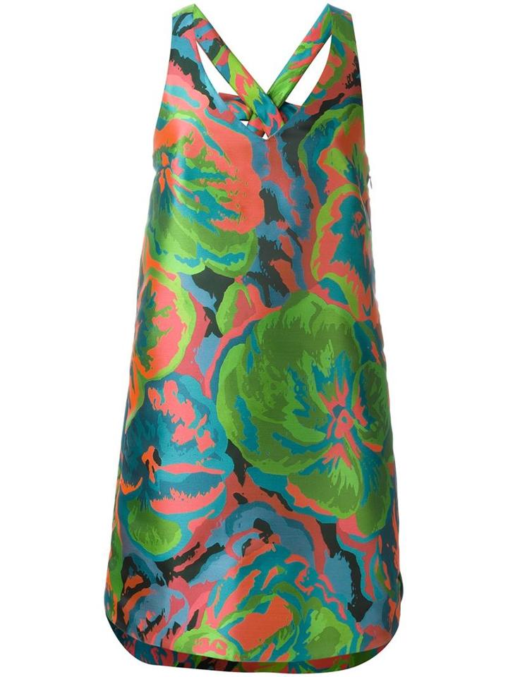 Cristiano Burani Floral Jacquard V-neck Dress